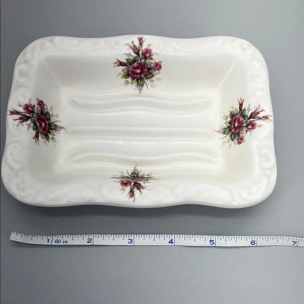 Athena Floral Ceramic Cup and Soap Dish Cottagecore Victorian Made in USA